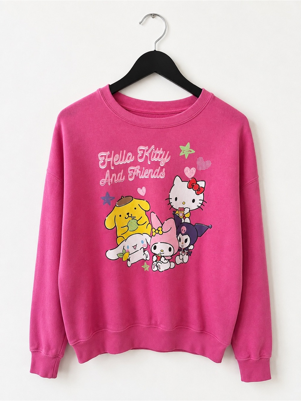 Hello Kitty & Friends Sanrio Pink Graphic Sweatshirt XS Double-Sided Kuromi
